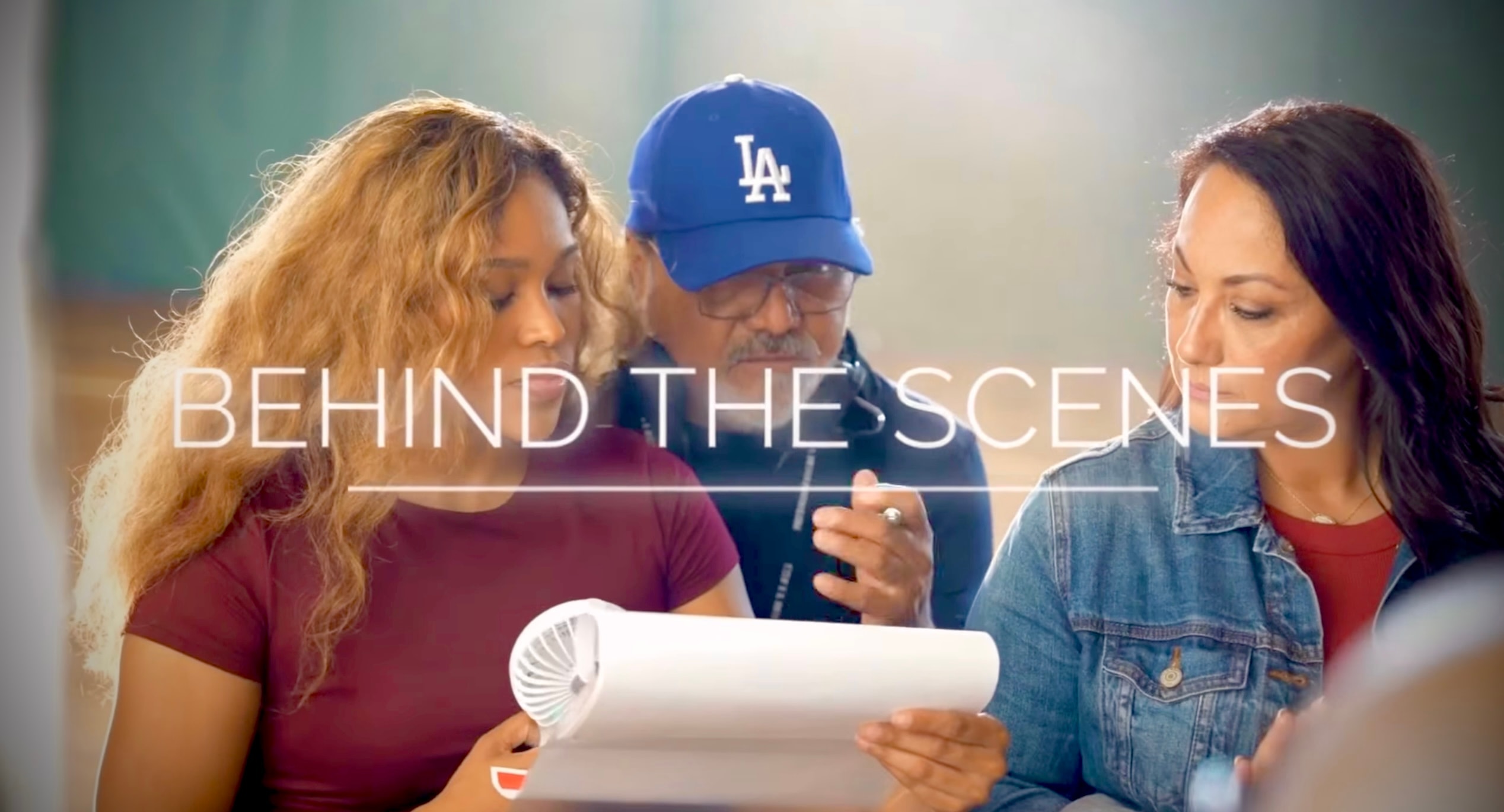 Commercial video production with studio lighting